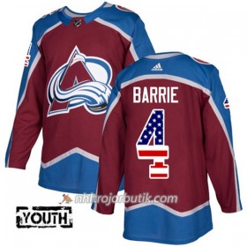 Barn Ishockey Colorado Avalanche Tröja Tyson Barrie 4 Adidas 2017-2018 Burgundy Röd USA Flag Fashion Authentic